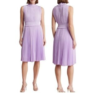 New Nanette Lepore Solid Pleated Dress Sleeveless Smocked Orchid Bloom Lilac 2